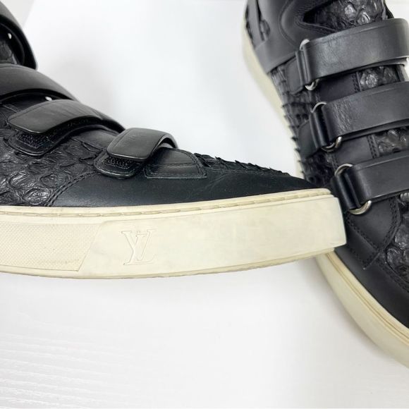 Louis Vuitton Reptile Sneaker Boot Black Leather High Top 12 Mens - Picture 9 of 14